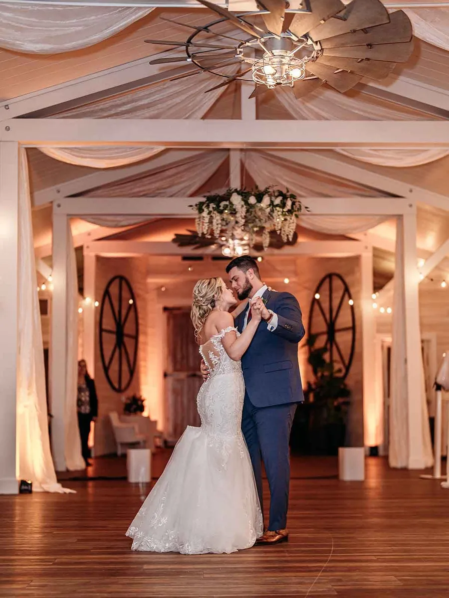 Savanah and Noah's first dance in the Legacy Barn