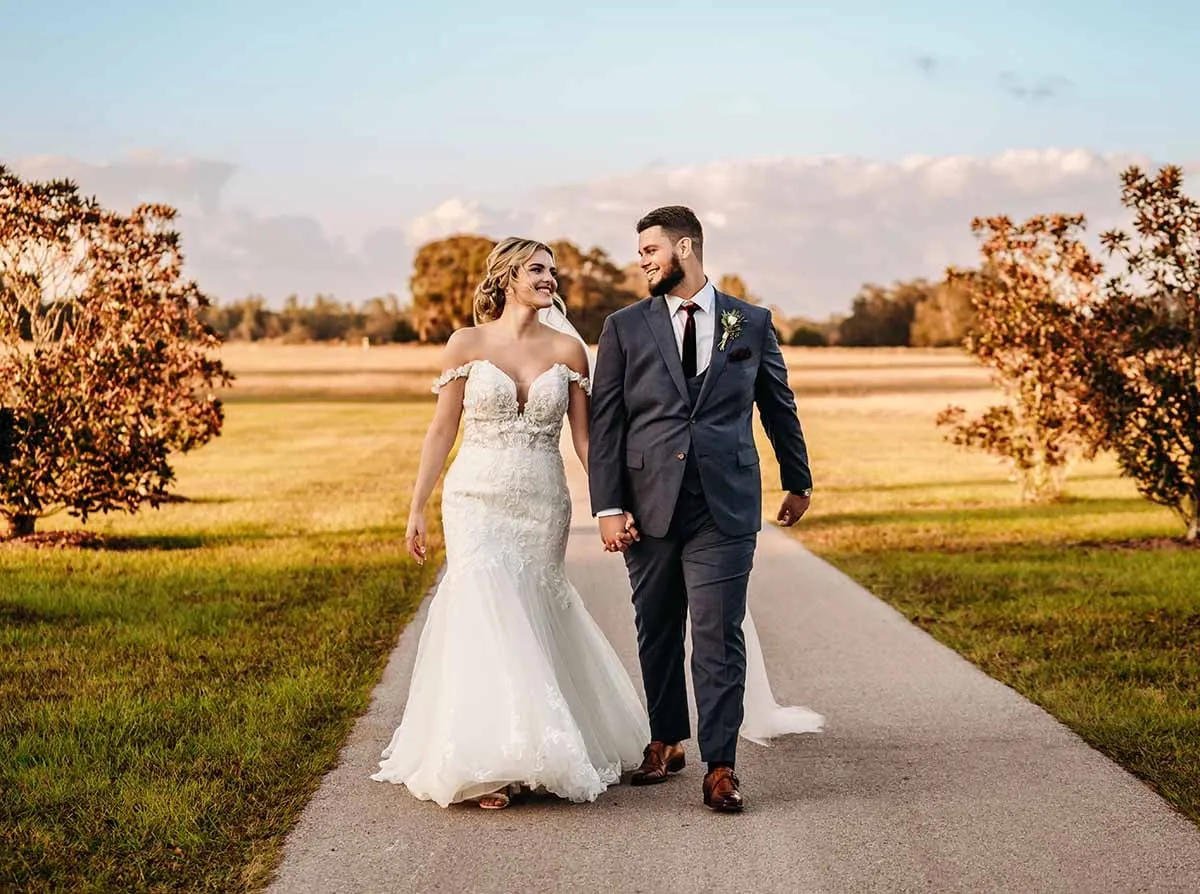 Savanah and Noah walking down the lane